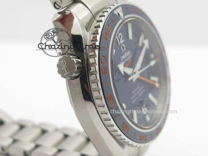 1229 Planet Ocean GMT 42mm V6F 1:1 Best Edition Blue Bezel Orange Numbers On SS Bracelet A Compact 8254